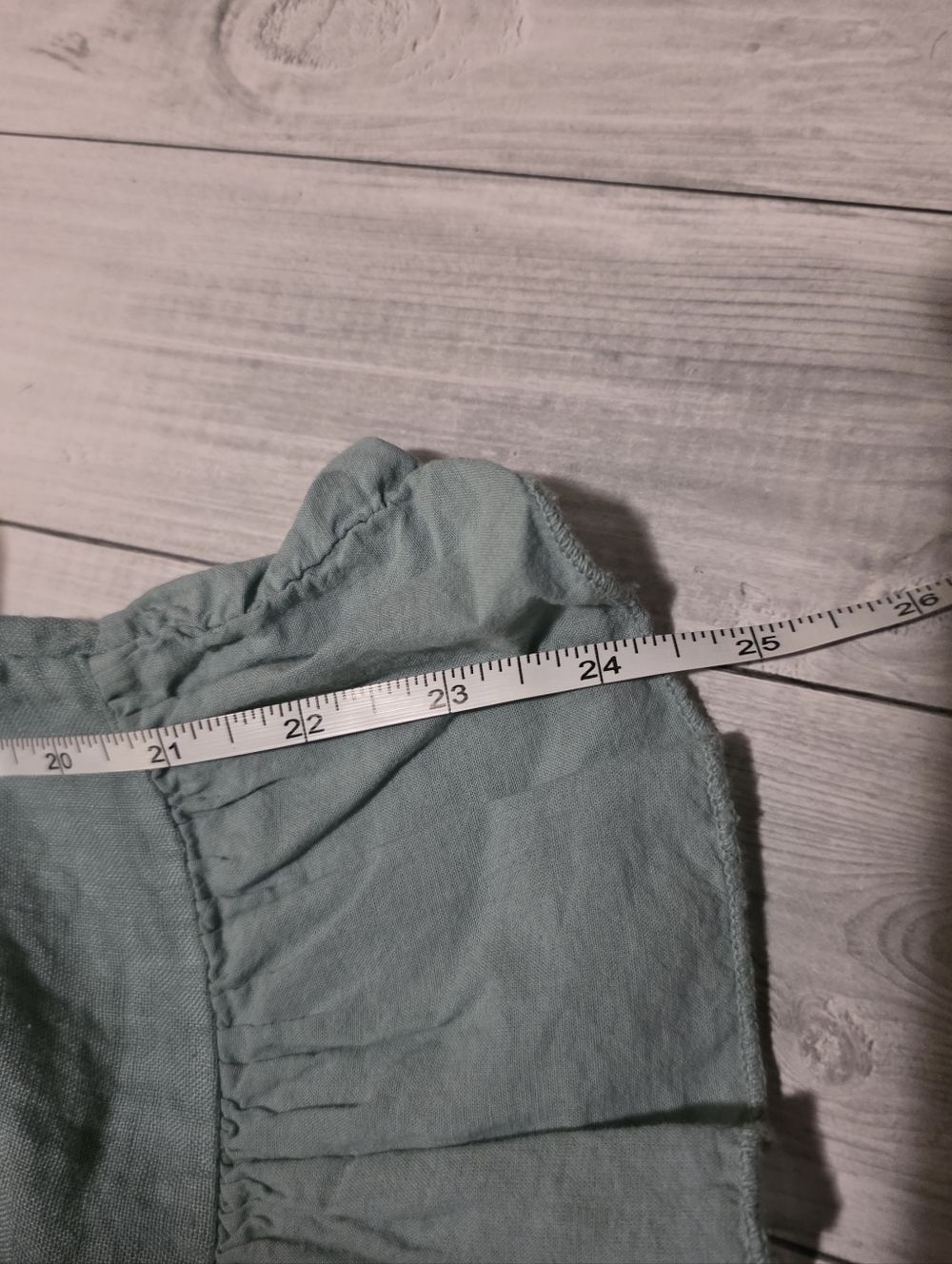 Meo Meli Linen Sage Green Linen Top Ruffle Short Sleeve Size M - Picture 3 of 7